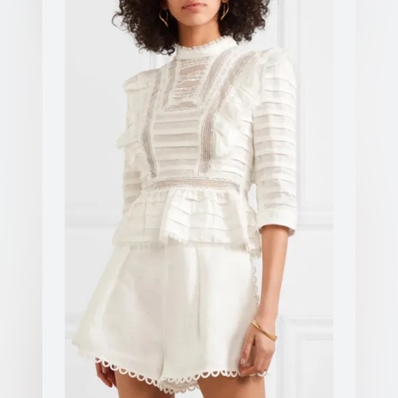 ZIMMERMANN Allia Pintuck High-Neck Crop Top Zimmermann Size 2 - Picture 2 of 12